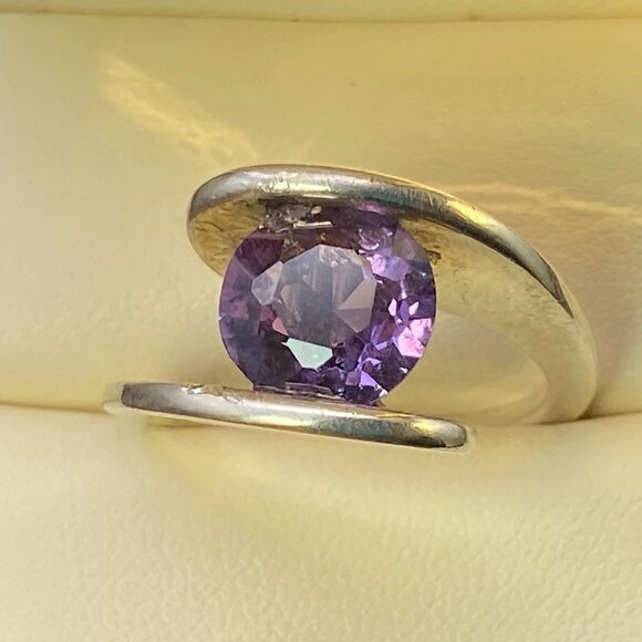 Rare Blue Purple Topaz Sterling Silver Modernist Ring Sz. 8.75 - 7.4 gm 3 Carats - Picture 11 of 16